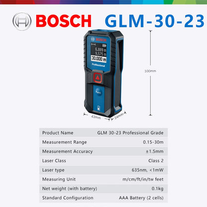 Medidor de Distância a Laser BOSCH GLM 30-23 Original Botão Duplo Alta Precisão Leve Tela Moderna Medição Sem Bateria