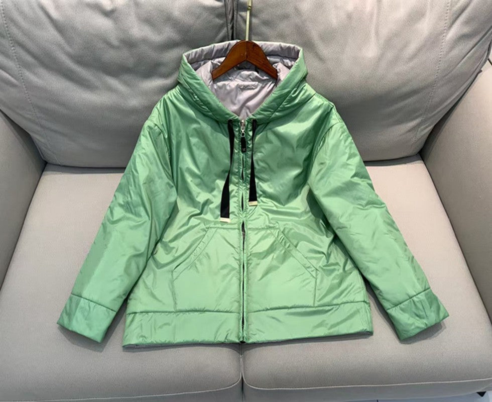 Fenggejiwo women's silk camel velvet baseball jacket casual silk jacket solid color double-sided jacket