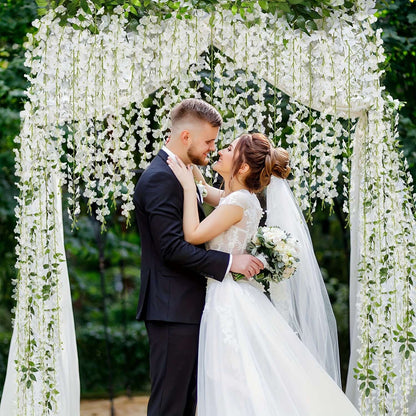 Wisteria Artificial Flowers Garland,Artificial Wisteria Vine Hanging Flower For Home Garden Outdoor Ceremony Wedding Home Decor