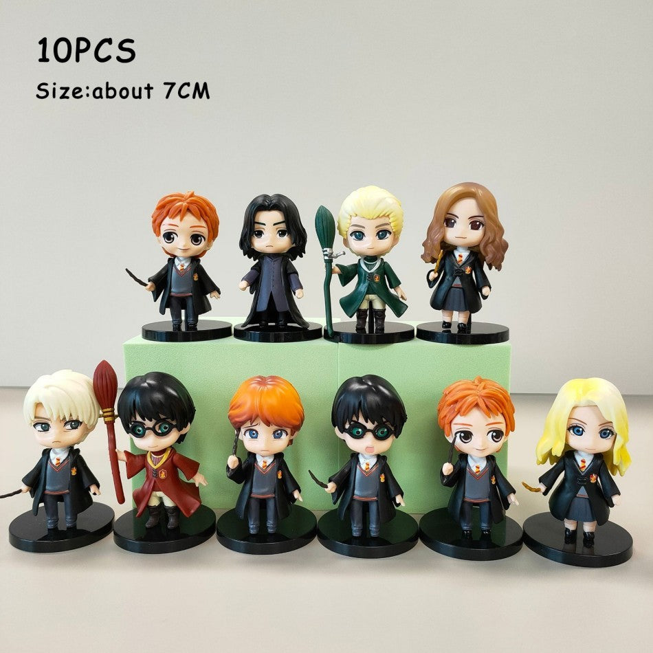 Hot 3-10 unidades/conjunto Harri Q Style Potter Posket Hermione Ron Hedwig Boneco de Vinil Brinquedo Decoração de Bolo Carro Modelo PVC Boneca Presente Brinquedos