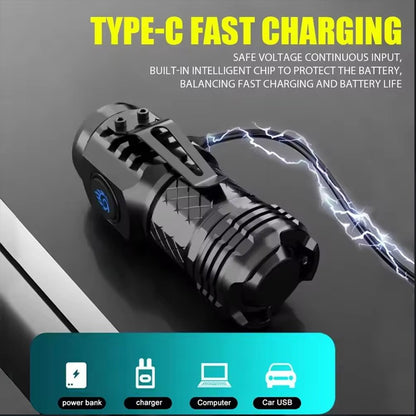 Super Bright MINI LED Flashlight USB Torch Rechargeable Zoom Fishing Lantern Powerful 3 Lighting Mode Outdoors Camping Lamp