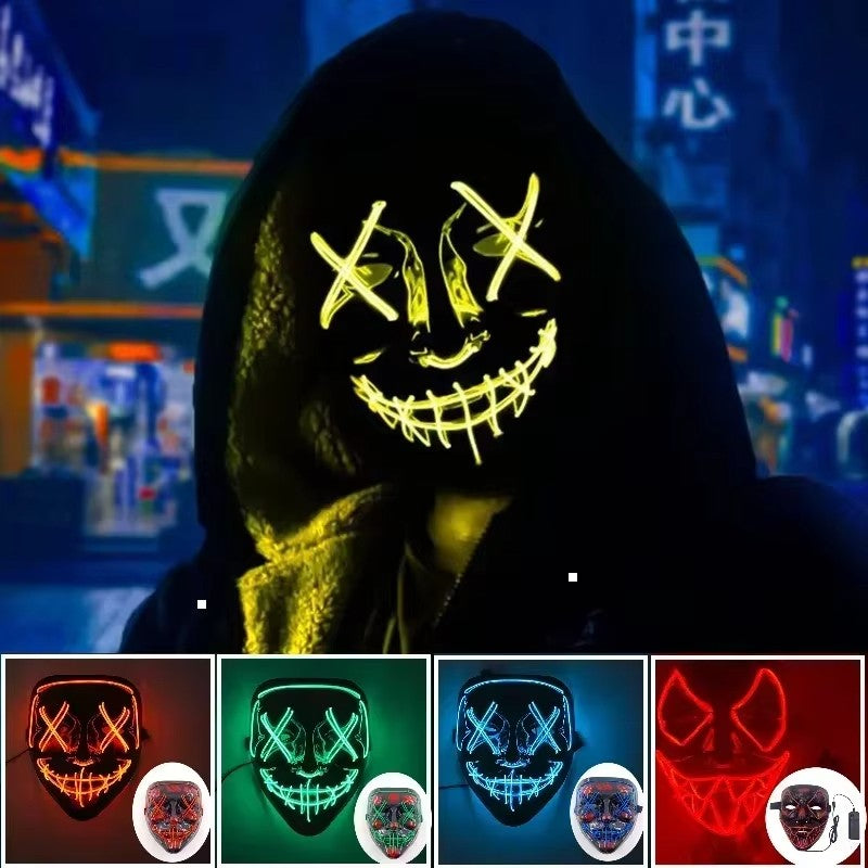 New Halloween Neon Led Purge Masquerade Carnival Party Masks Light Luminous in The Dark Cosplay Supplies