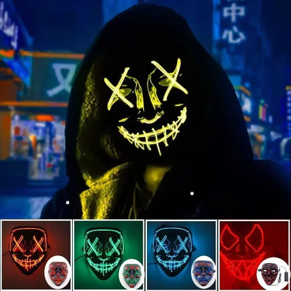New Halloween Neon Led Purge Masquerade Carnival Party Masks Light Luminous in The Dark Cosplay Supplies