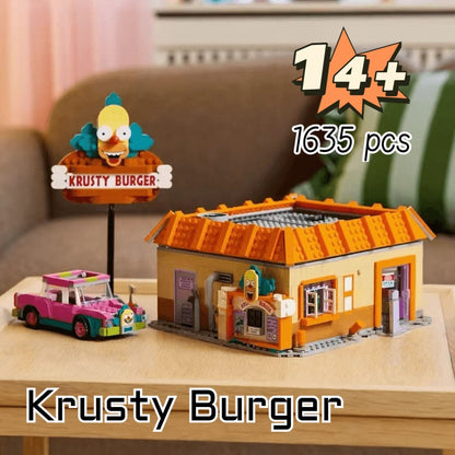 1635pçs Brinquedo Quente Vista da Rua Virginia Simpsons Restaurantes Krusty Burger 10352 Conjunto de Blocos de Construção Modelo Presentes de Aniversário e Natal