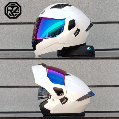ORZ Capacete Integral Personalizado para Motocicleta Masculino Feminino Moda Capacete com Lente Dupla Capacete de Motocross de Corrida Modular Articulado Casco Moto