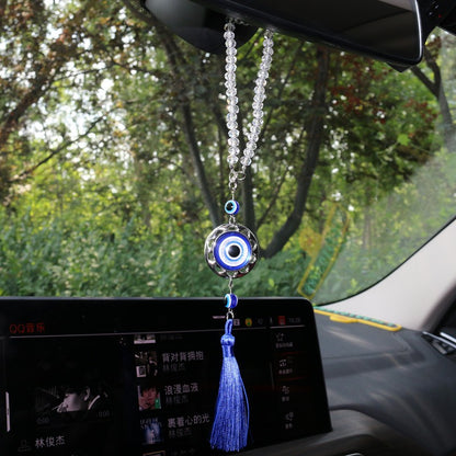 Franjas de Cristal Olhos Azuis Acessórios para Carro Olho de Demônio Pingente de Retrovisor Automotivo Decoração de Carro Presentes de Halloween Talismã Para Homem