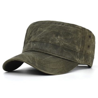 Bonés Militares de Lona Encerada Algodão Masculinos Impermeáveis Chapéu Cadete do Exército Design Único Vintage Topo Reto