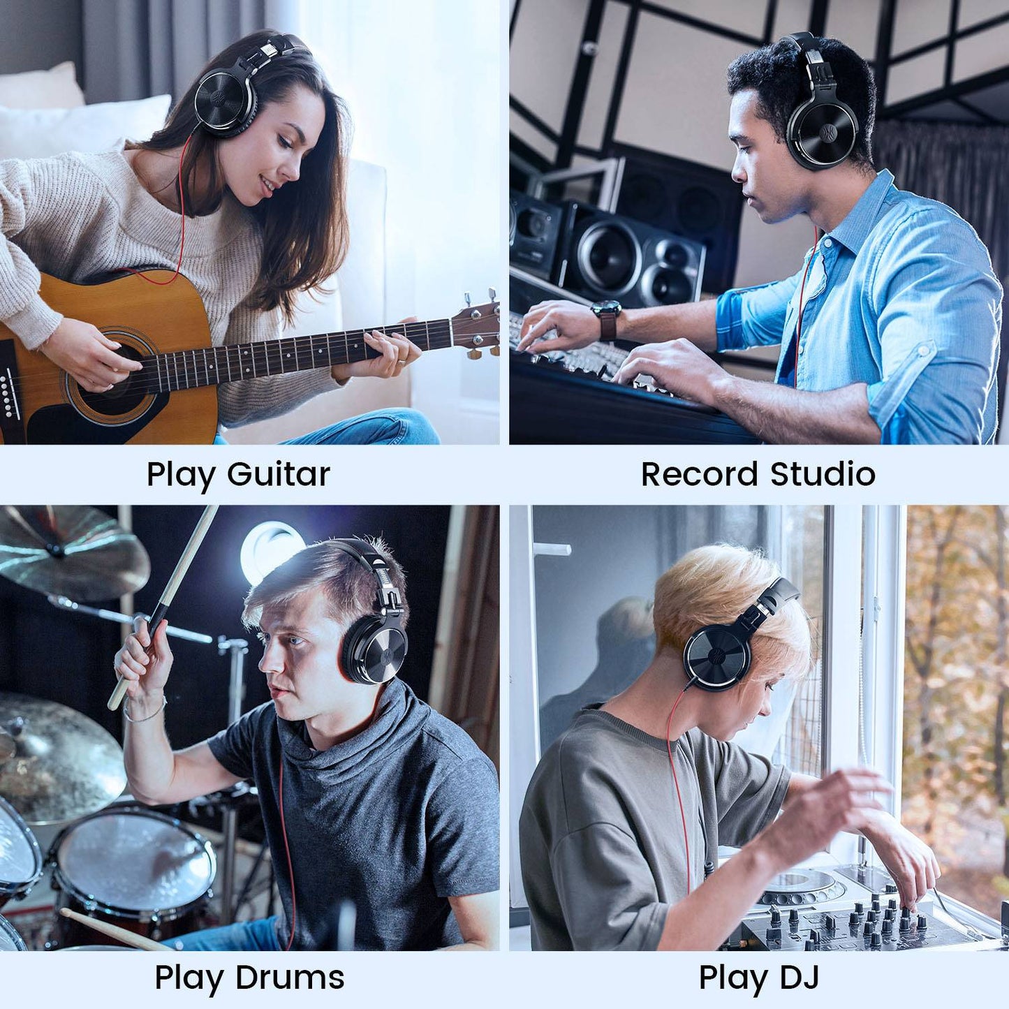 Oneodio Pro 10 Wired Studio Headphones Stereo Professional DJ Headphone with Mic Over Ear Monitor Earphones Bass Headsets