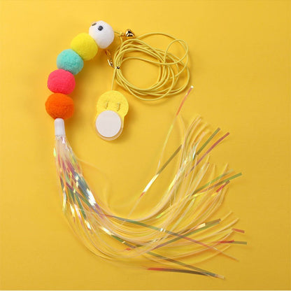 Brinquedo de Gato de Estimação Bastão Engraçado Gatinho Auto-hi Corda Elástica Forma de Libélula Pena Sino Varinha de Brincadeira Pendurada Balanço Milhares