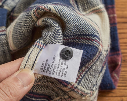 Classic vintage plaid long-sleeved shirt for men autumn and winter British leisure winter heavy cargo shirt for men