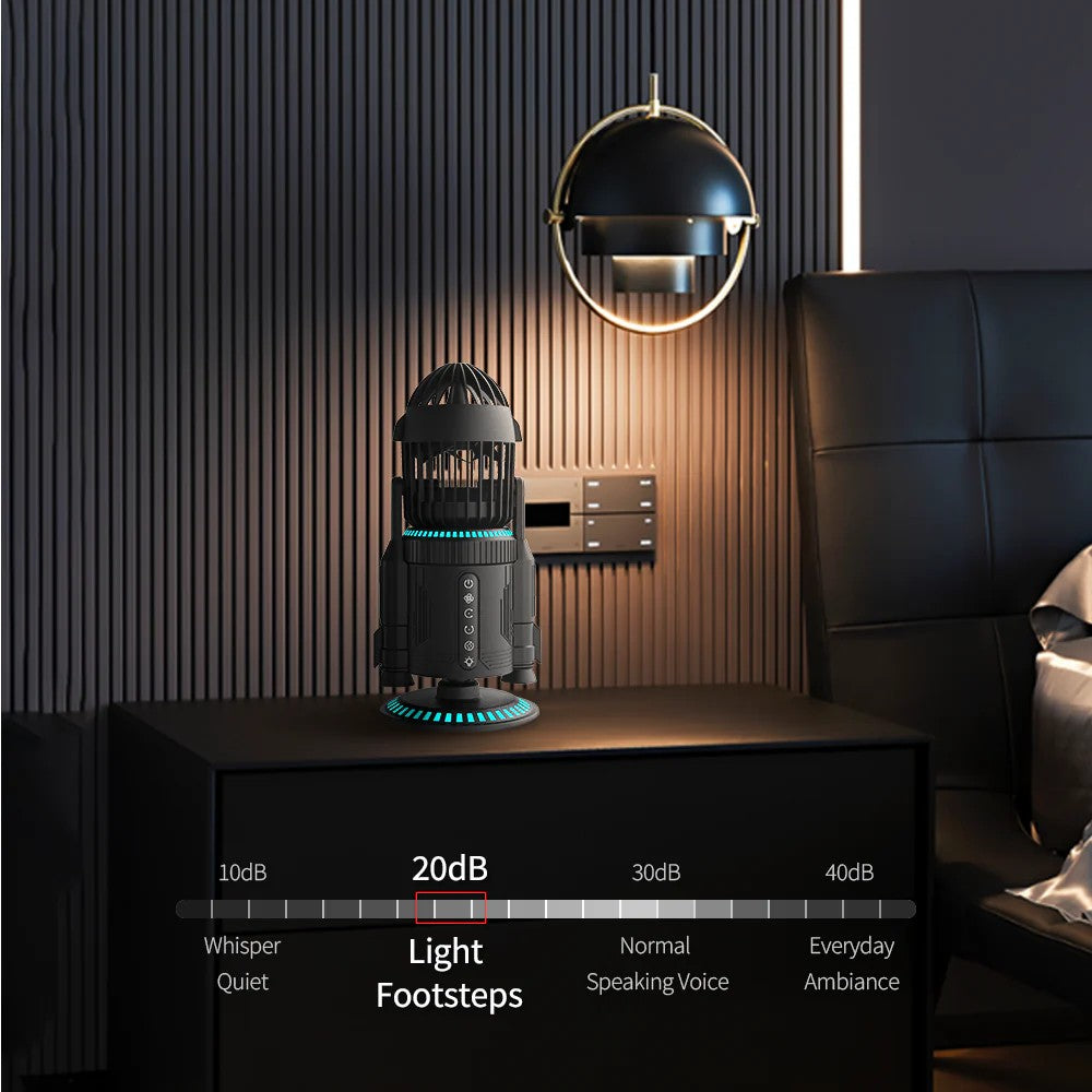 Creative Rocket Desktop Fan Battery Powered USB Rechargeable 3 Speed Quiet Cooling Fan for Office Desk Study Room Outdoor