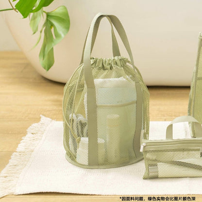 Travel Large Capacity Mesh Nylon Cosmetic Bag Organizer Foldable Casual Mesh Drawstring Bags Rope Bundle Pocket Swim Washing Bag