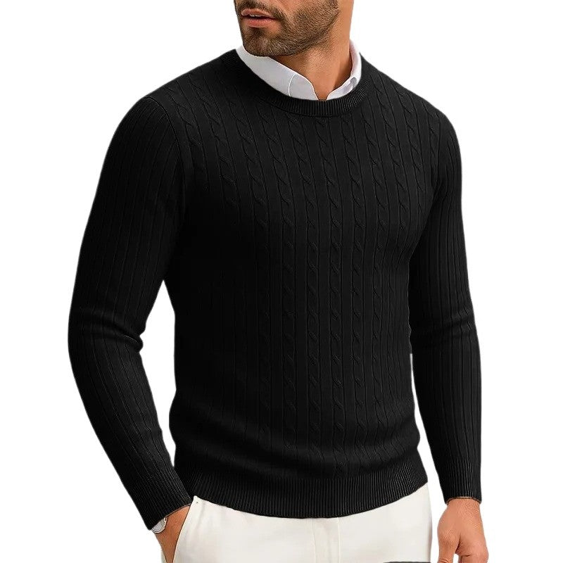 Men's Crewneck Knitted Pullover Sweater Fit Long Sleeve Casual Sweaters Winter Warm Twist Patterned Cable Work Jumper