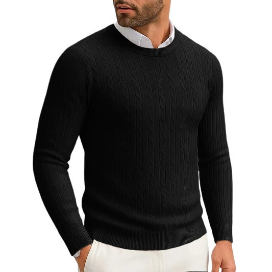 Men's Crewneck Knitted Pullover Sweater Fit Long Sleeve Casual Sweaters Winter Warm Twist Patterned Cable Work Jumper
