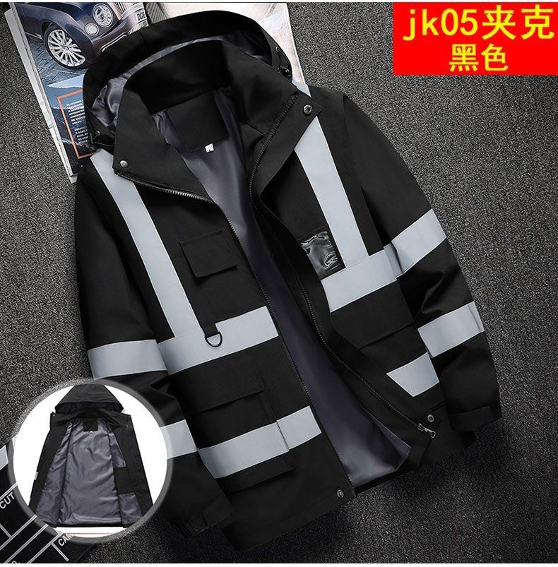 Jaqueta masculina de trabalho, roupa para construção civil, roupa de construção, roupa para trabalho ao ar livre, corta-vento, impermeável, faixa refletiva