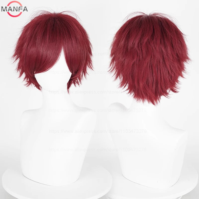 Anime 30cm Curta Reta Peruca Cosplay Preto Branco Verde Marrom Roxo Azul Cinza Vermelho Dourado Homens Mulheres Cabelo Sintético Resistente ao Calor