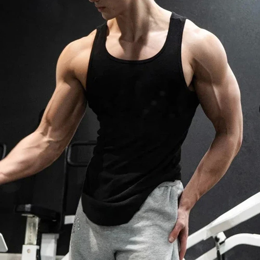 Men's Sport Slim Vest Summer Breathable Sleeveless Round Neck Gym Exercise Running Tank Top Male Sport Fitness Tees Undershirt