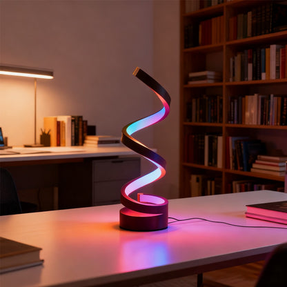 Modern Spiral Table LED Night Light Dimmable Table Lamp Living Room Bedside Lamp RGBW Study Office Bedroom Decoration