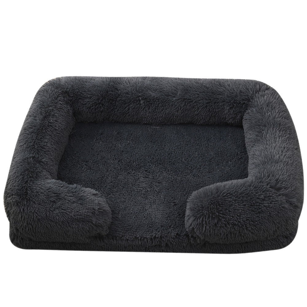 Cama para Cães Meia Volta Recheio Total, Sofá para Cães Grandes e Quente de Inverno, Cama Quadrada Macia para Gatos, Canil de Pelúcia, Acessórios para Casa de Filhotes