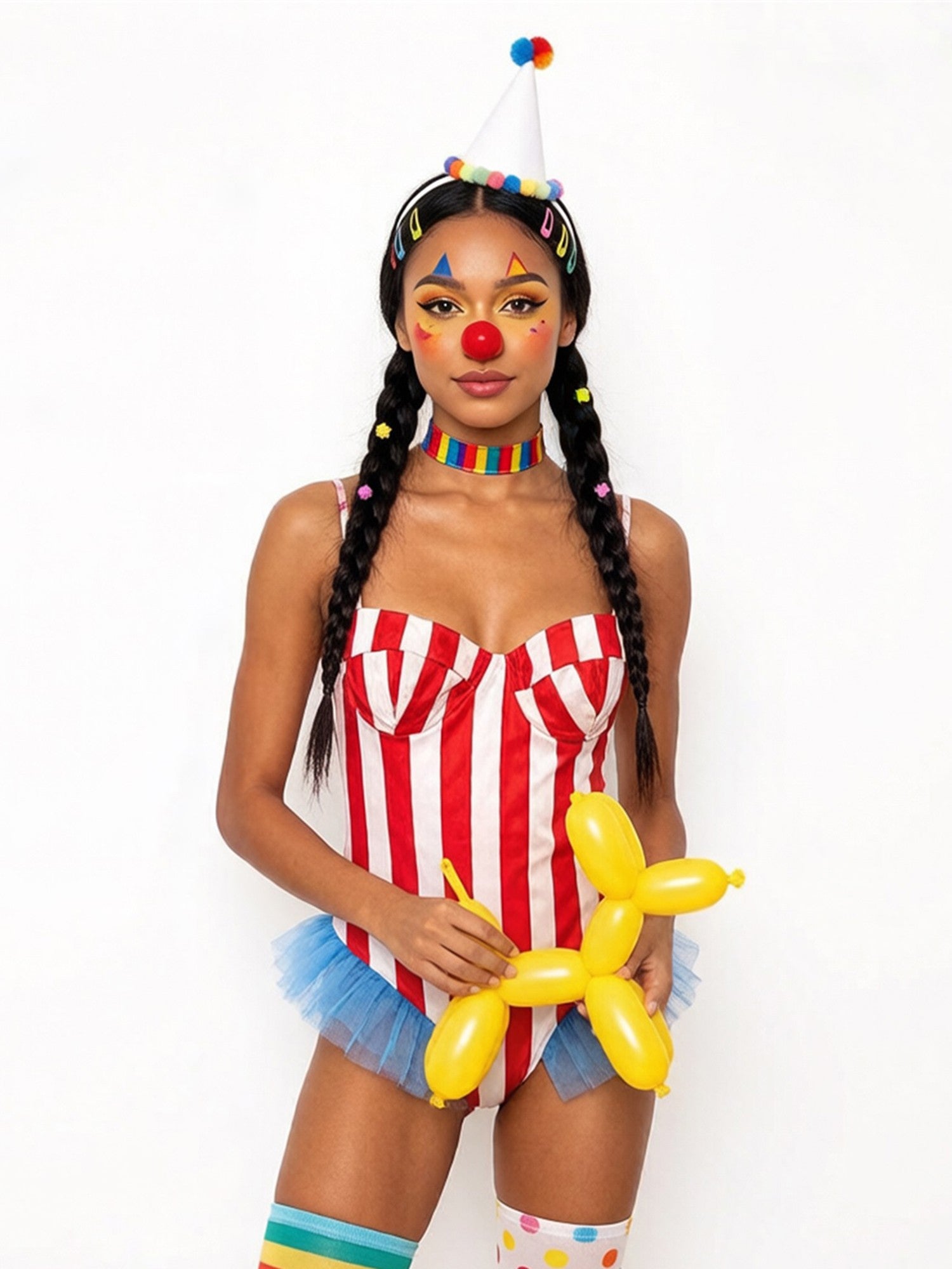 Women's Carnival Bodysuit Sleeveless Stripes Print Leotard Tops Playsuits Halloween Cosplay Costume