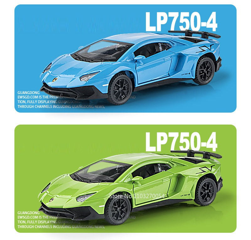 1:32 Divo Alloy Lambor LP750 Modelo de Brinquedo Carro Fundido Porta Aberta com Luz de Som Puxar Para Trás Carros Esportivos em Miniatura Presente para Meninos