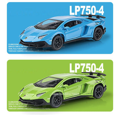 1:32 Divo Alloy Lambor LP750 Modelo de Brinquedo Carro Fundido Porta Aberta com Luz de Som Puxar Para Trás Carros Esportivos em Miniatura Presente para Meninos