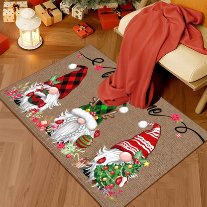 VIKAMA Christmas Elf Living Room & Bedroom Door Mat-Winter Holiday Decor With Anti-Slip Soft Material, Machine Washable