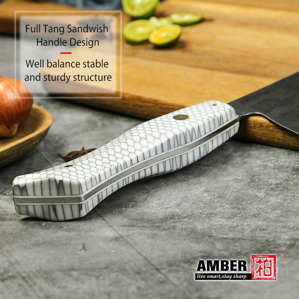 Conjunto de 3 facas de cozinha japonesas afiadas Damascus para Chef e Nakiri, lâmina de aço revestida de 3 camadas com cabo de resina e espaçador G10