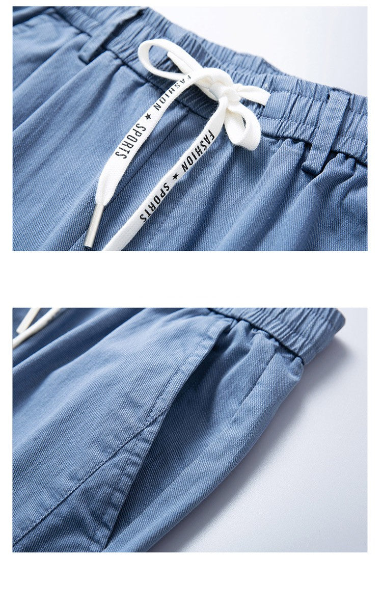 6 Colour Summer Men's Classic  Cotton Solid Color Fashion Business Casual Pants Elastic Waist Korean Fashion Men Clothing 28-38