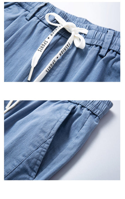 6 Colour Summer Men's Classic  Cotton Solid Color Fashion Business Casual Pants Elastic Waist Korean Fashion Men Clothing 28-38