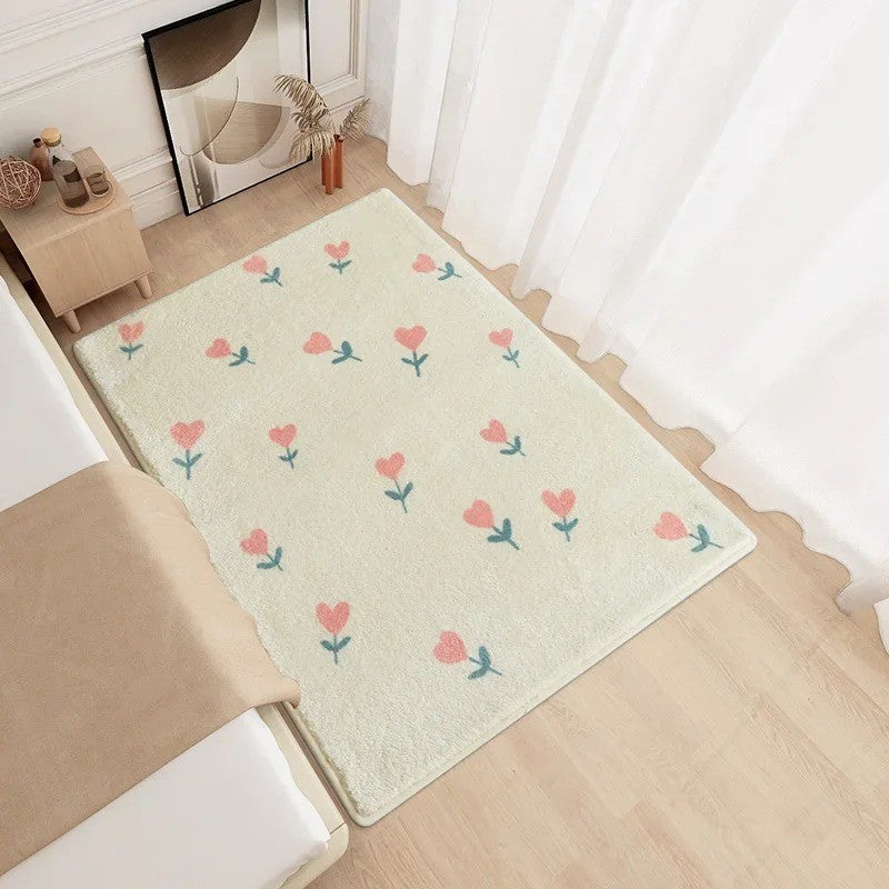 Modern Minimalism Bedroom Fluffy Carpet Area Carpets Living Room Children Girl Room Soft Rug Non-Slip Washable Mat