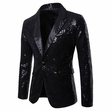 Trendy Sequin Men'S Sequin Jackets Charm One Button Stage Performance Red Sliver Black Blazers Coat Male Glitters Formal Suit