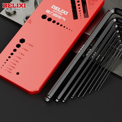 DELIXI ELECTRIC Conjunto de Chaves Allen?Chave Sextavada Allen?Chave de FendaConjunto Embalado em Caixa?LuvaTorque Universal Longo Métrico,para Manutenção de Veículos