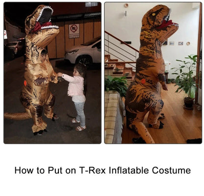 Tyrannosaurus Rex Inflatable Costume Adult Dinosaur Halloween Party Wear Fancy Dress Costume for Adults Festival Mascot