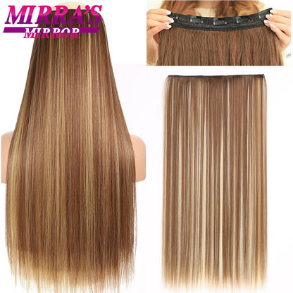 16 Presilhas em Apliques de Cabelo 60cm de Comprimento Liso Penteado Sintético Loiro Preto Perucas Resistente ao Calor Cabelo Falso 6Pçs/Conjunto