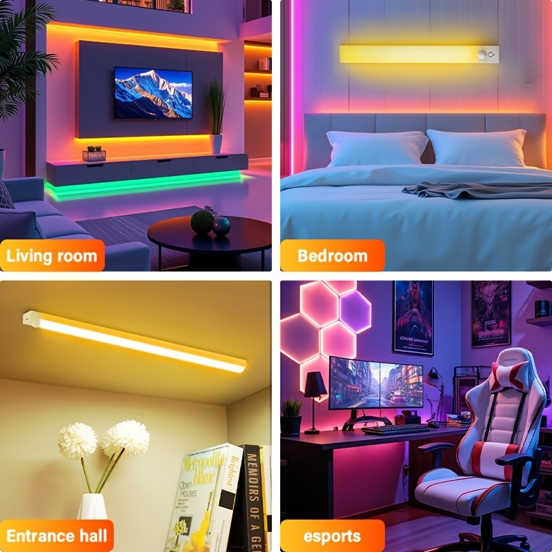 RGB Cabinet Light USB Type-C Rechargeable Light Motion Sensor Led Lamp for Kitchen Wardrobe Cabinet Lighting
