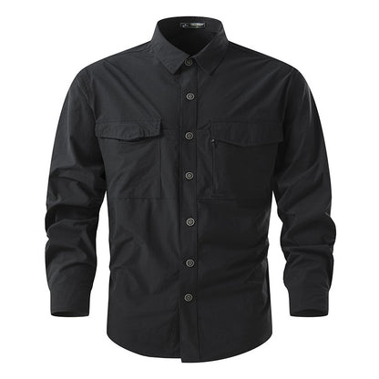 Summer Men Casual Breathable Long Sleeve Shirts Mens Military Cargo Multi-Pocket Shirt Man Outdoor Safari Work Shirt Blouses Top