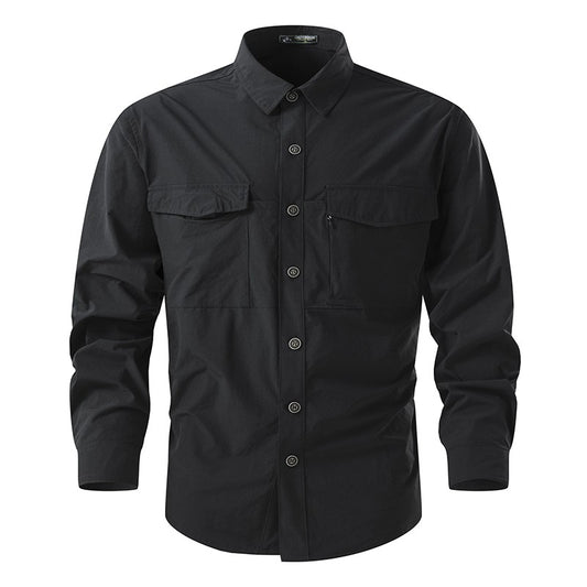 Summer Men Casual Breathable Long Sleeve Shirts Mens Military Cargo Multi-Pocket Shirt Man Outdoor Safari Work Shirt Blouses Top