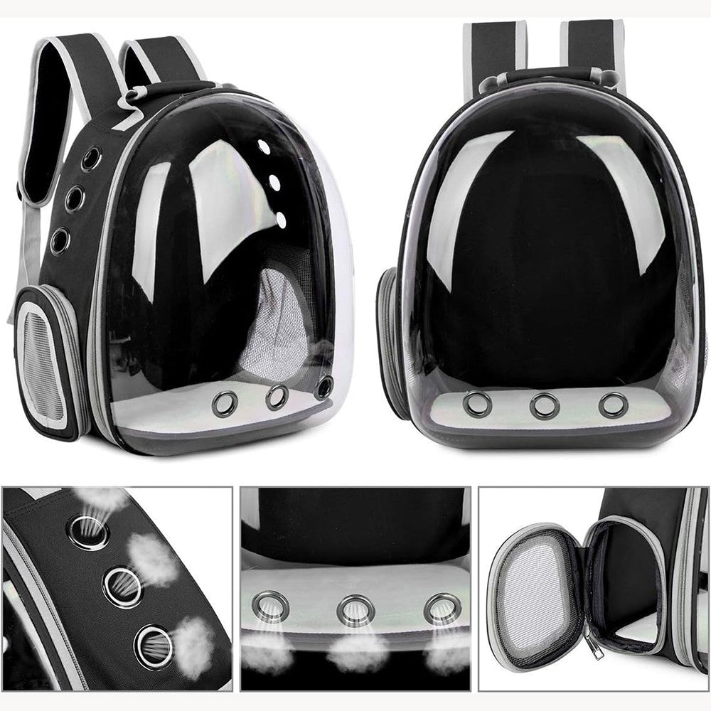 Mochila Transparente Cápsula Espacial para Transporte de Gatos e Pequenos Animais de Estimação, Filhotes, Gatinhos, Pássaros, Respirável para Viagem