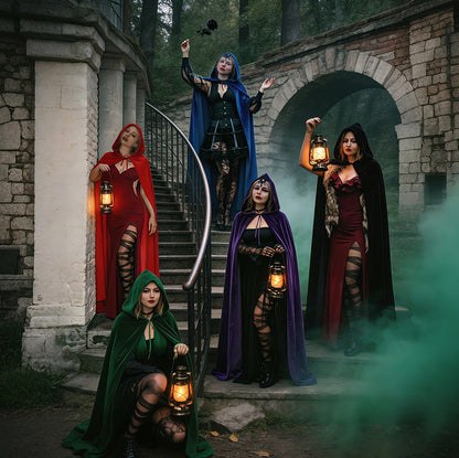 Halloween Cloak Golden Velvet Costume Different Color Adult Costumes Makeup Props Black Death Ball Cloaks