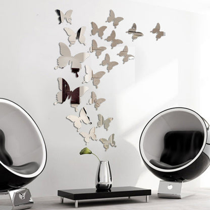 12pcs 3D Butterfly Mirror Wall Sticker Decal Removable DIY Art Party Wedding Decoration Kids Room Home Decor Crystal Sticker