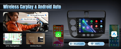 9" Wireless Car Radio for Honda Civic 2001-2005 HD Touchscreen CarPlay Android Auto Car Video Player with GPS WiFi Backup Camera