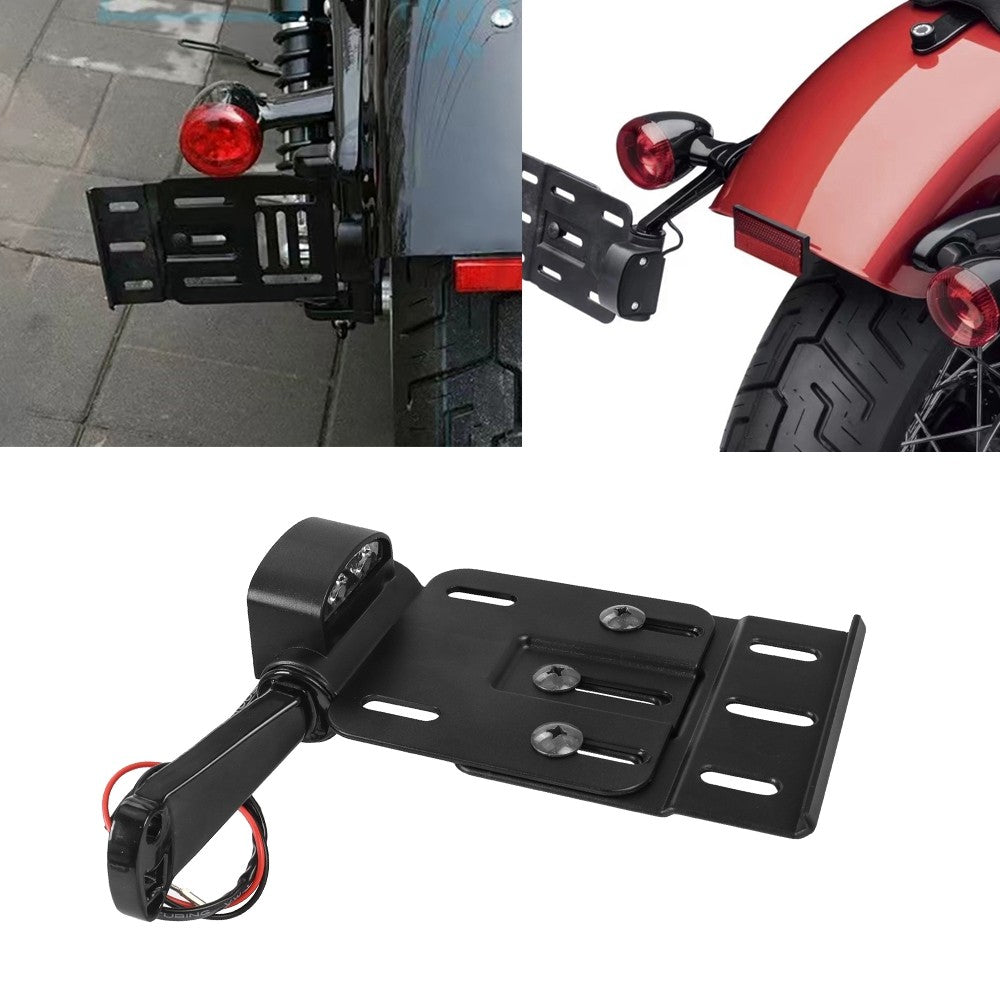 Para Harley Dyna Sportster 883 1200 XL 07-16 Suporte de Placa Lateral com Luz LED Dobrável Telescópica para Motocicleta