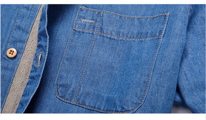 Fashion Brand Winter Jeans Shirt Men Warm Fleece Lined Velvet Denim Shirts Cowboy Coats Outwear Windbreaker Thick Clothing