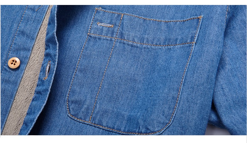 Fashion Brand Winter Jeans Shirt Men Warm Fleece Lined Velvet Denim Shirts Cowboy Coats Outwear Windbreaker Thick Clothing