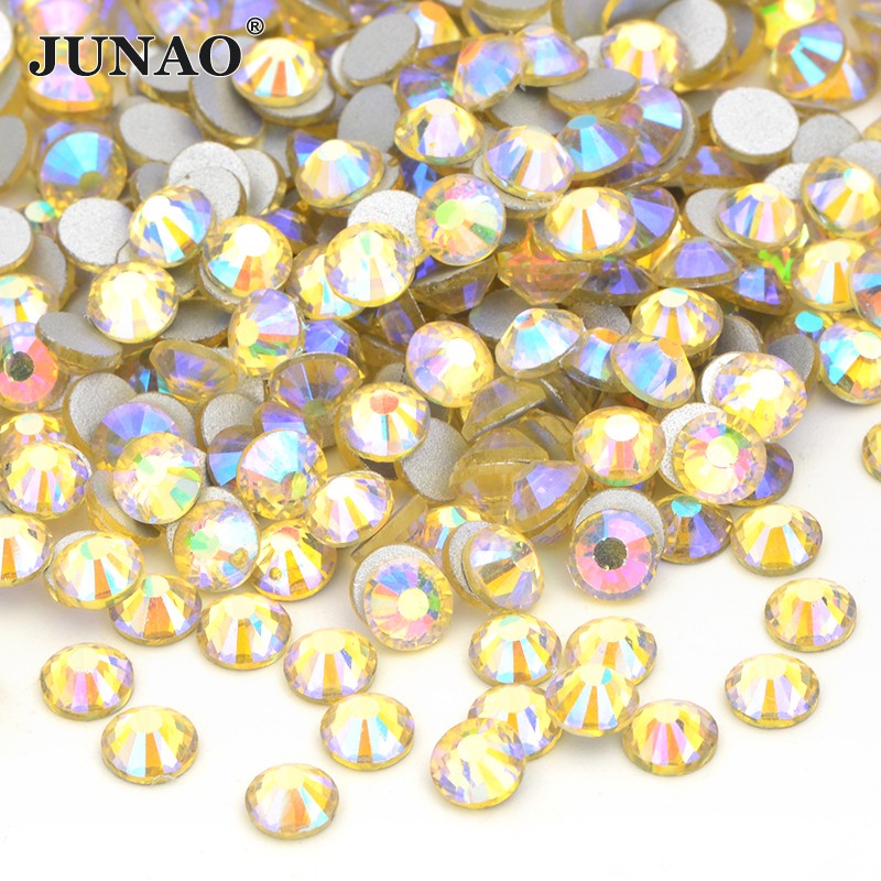 JUNAO Wholesale SS6 SS10 SS12 SS16 SS20 SS30 Flatback Glass Rhinestones Clear Cr