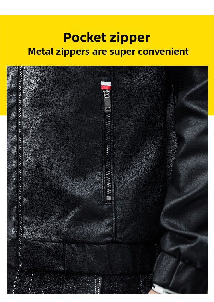 2025 Trending Men's Leather Jacket, Hooded Slim Fit Korean Style Biker Casual Coat