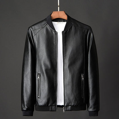 Plus Size 8XL Trendy Men's PU Leather Jacket Stand Collar Motorcycle Coat Casual Biker Jacket Men's Fashion Outerwear Streetwear