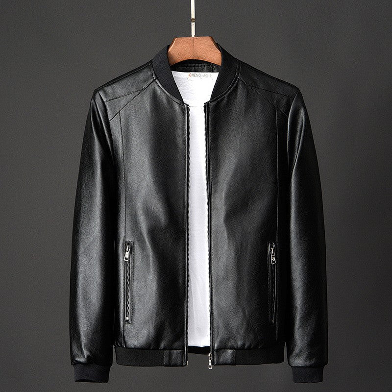 Plus Size 8XL Trendy Men's PU Leather Jacket Stand Collar Motorcycle Coat Casual Biker Jacket Men's Fashion Outerwear Streetwear