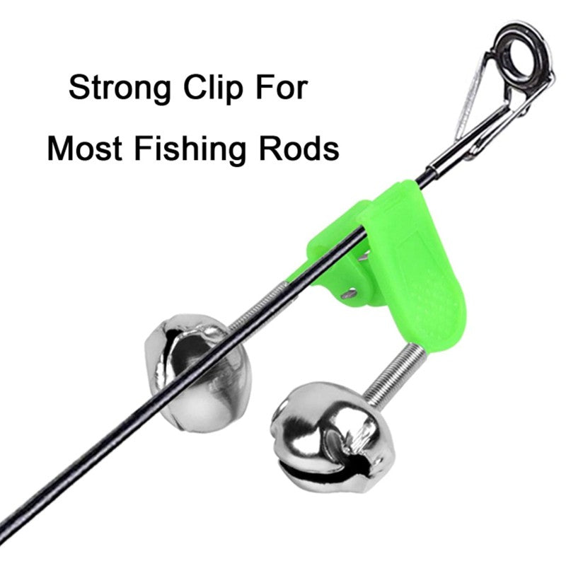 10-1PC Fishing Bite Alarms Fishing Rod Bells Tip Clip Bells Ring Green ABS Fishing Accessory Outdoor Pole Fish Bites Indicators